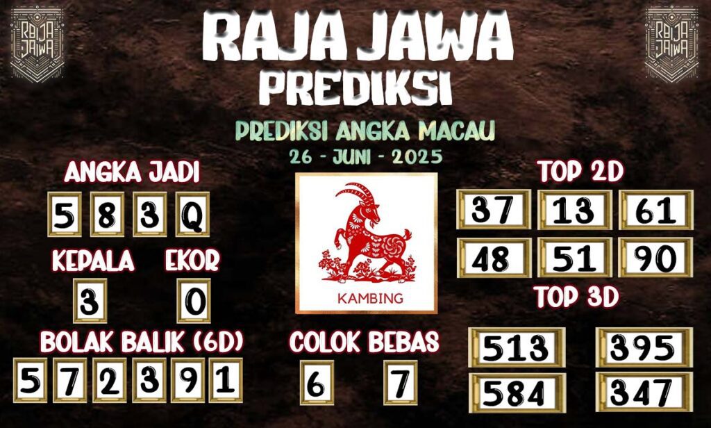 Prediksi Togel Macau 26 Juni 2025 Dari Raja Jawa