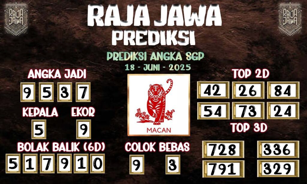 Prediksi Togel SGP 18 Juni 2025 Dari Raja Jawa