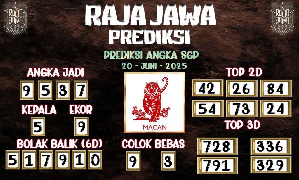 Prediksi Togel SGP 20 Juni 2025 Dari Raja Jawa