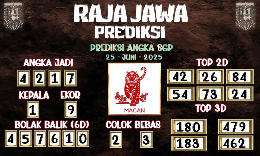 Prediksi Togel SGP 25 Juni 2025 Dari Raja Jawa