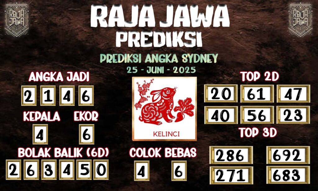 Prediksi Togel Sydney 25 Juni 2025 Dari Raja Jawa