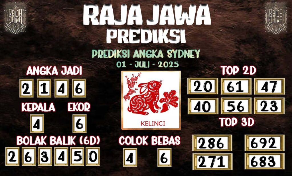 Prediksi Togel Sydney 01 Juli 2025 Dari Raja Jawa
