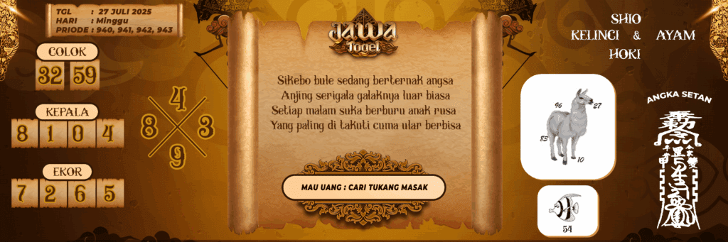 Prediksi Togel Jawa 27 Juli 2025 Dari Raja Jawa
