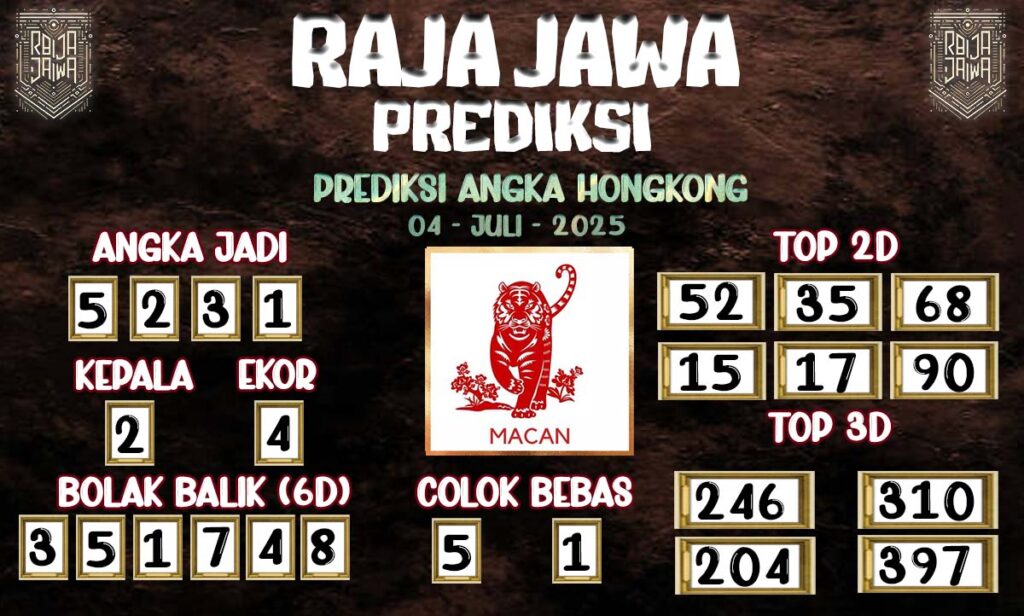 Prediksi Togel Hongkong 04 Juli 2025 Dari Raja Jawa
