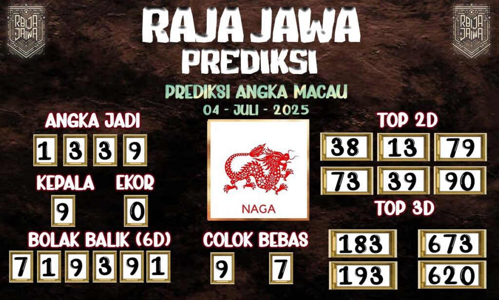 Prediksi Togel Macau 04 Juli 2025 Dari Raja Jawa