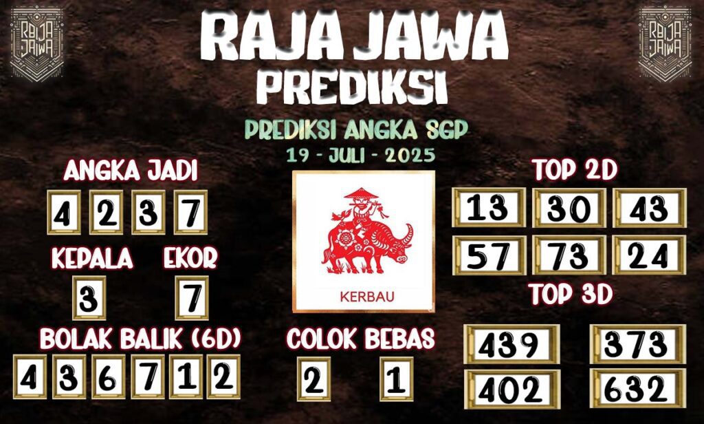 Prediksi Togel SGP 19 Juli 2025 Dari Raja Jawa
