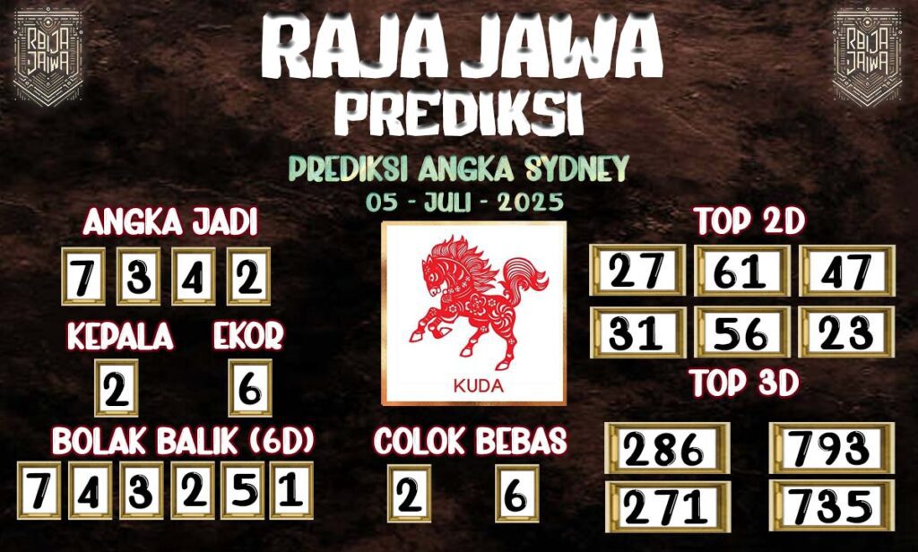Prediksi Togel Sydney 05 Juli 2025 Dari Raja Jawa