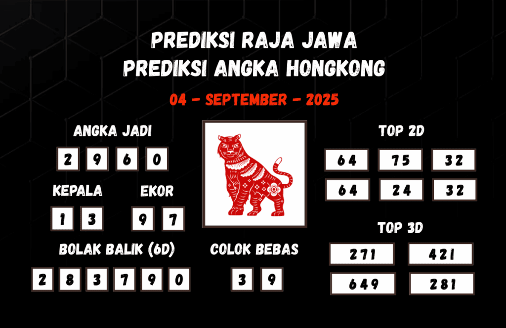 Prediksi Togel Hongkong 04 September 2025 Dari Raja Jawa