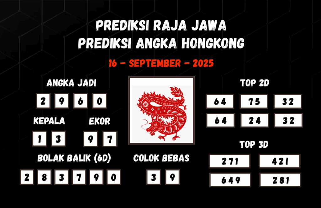 Prediksi Togel Hongkong 16 September 2025 Dari Raja Jawa