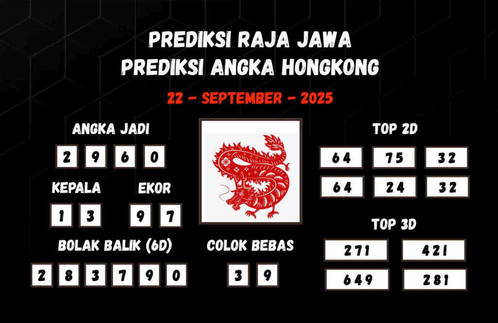 Prediksi Togel Hongkong 22 September 2025 Dari Raja Jawa