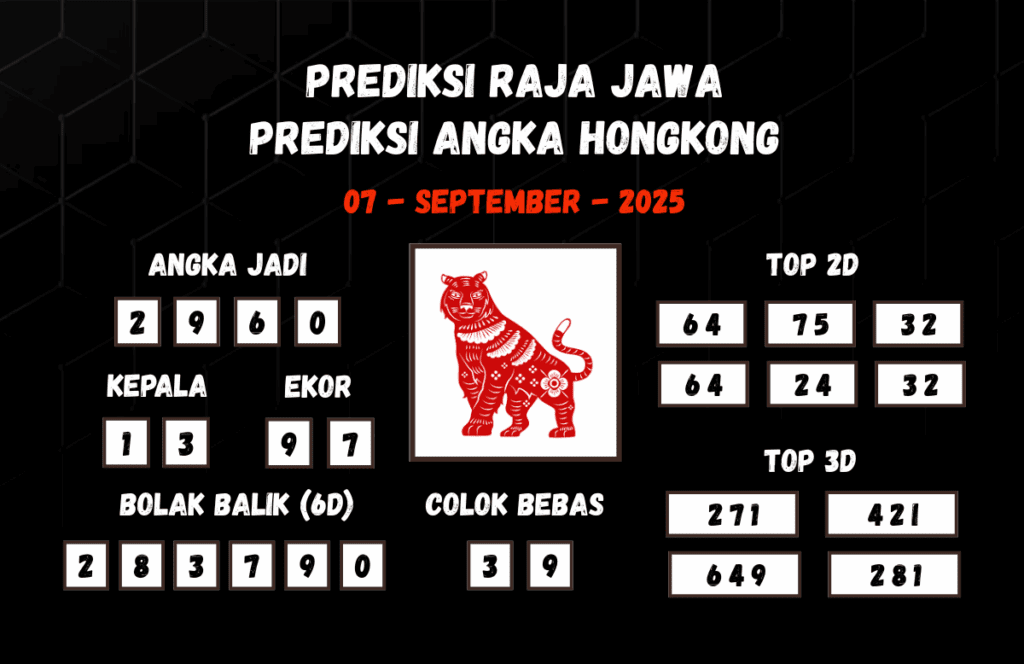 Prediksi Togel Hongkong 07 September 2025 Dari Raja Jawa