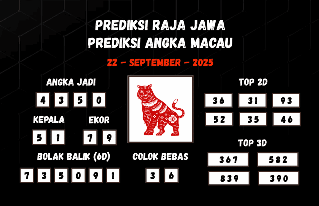 Prediksi Togel Macau 22 September 2025 Dari Raja Jawa