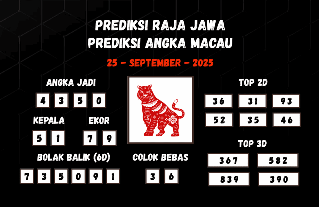 Prediksi Togel Macau 25 September 2025 Dari Raja Jawa