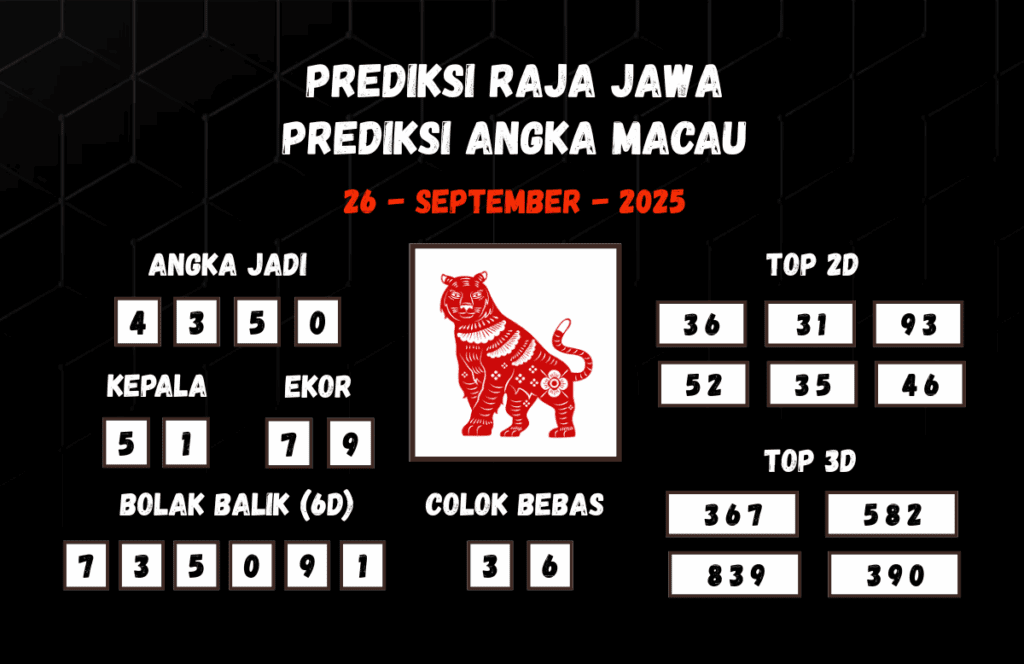 Prediksi Togel Macau 26 September 2025 Dari Raja Jawa