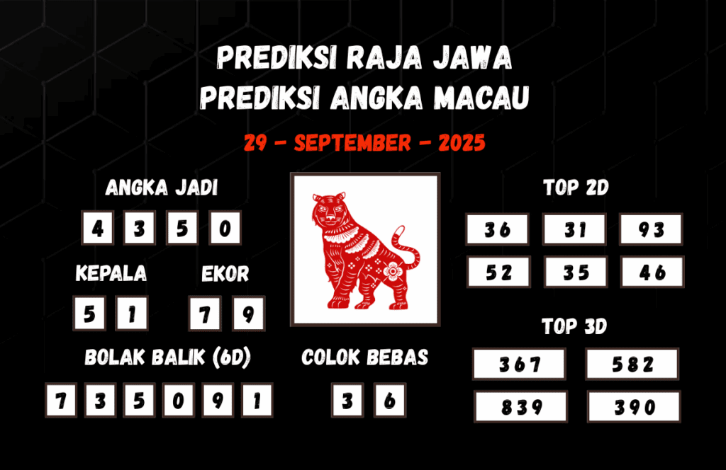 Prediksi Togel Macau 29 September 2025 Dari Raja Jawa