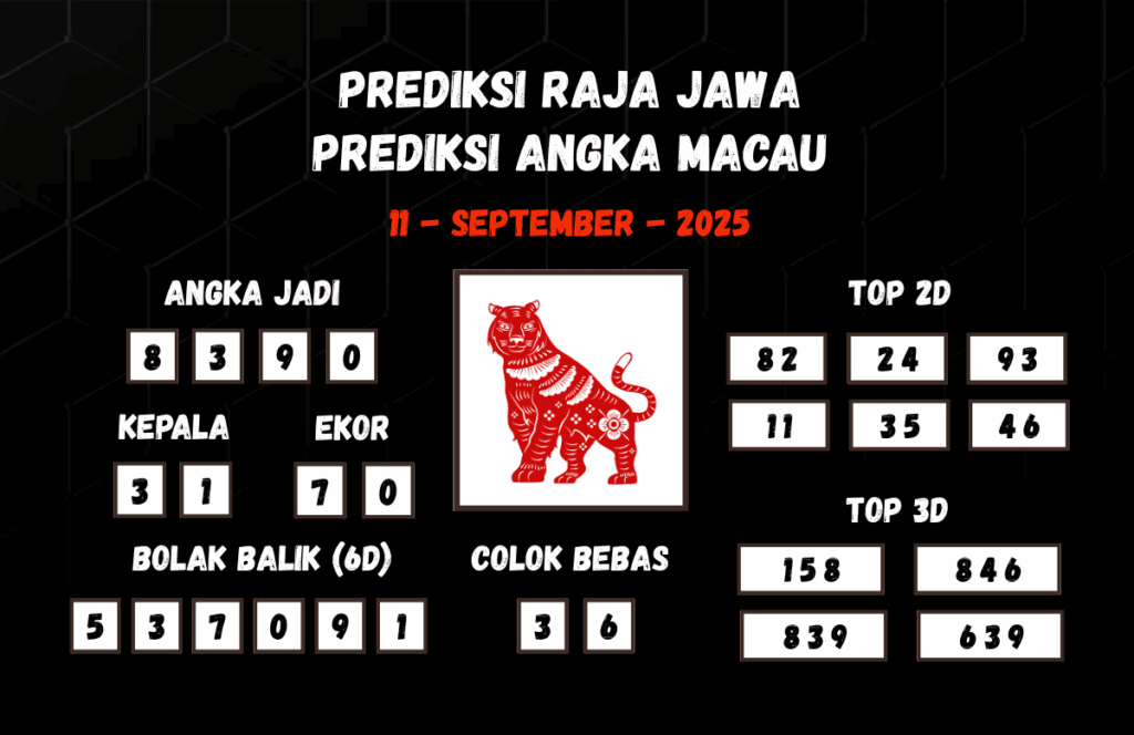 Prediksi Togel Macau 11 September 2025 Dari Raja Jawa