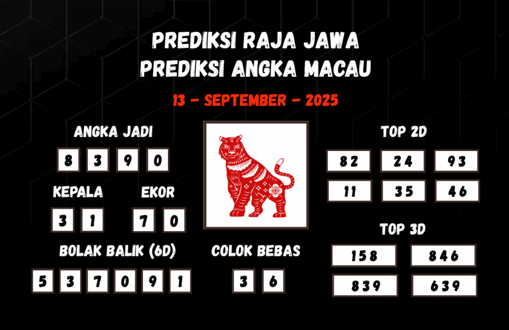 Prediksi Togel Macau 13 September 2025 Dari Raja Jawa