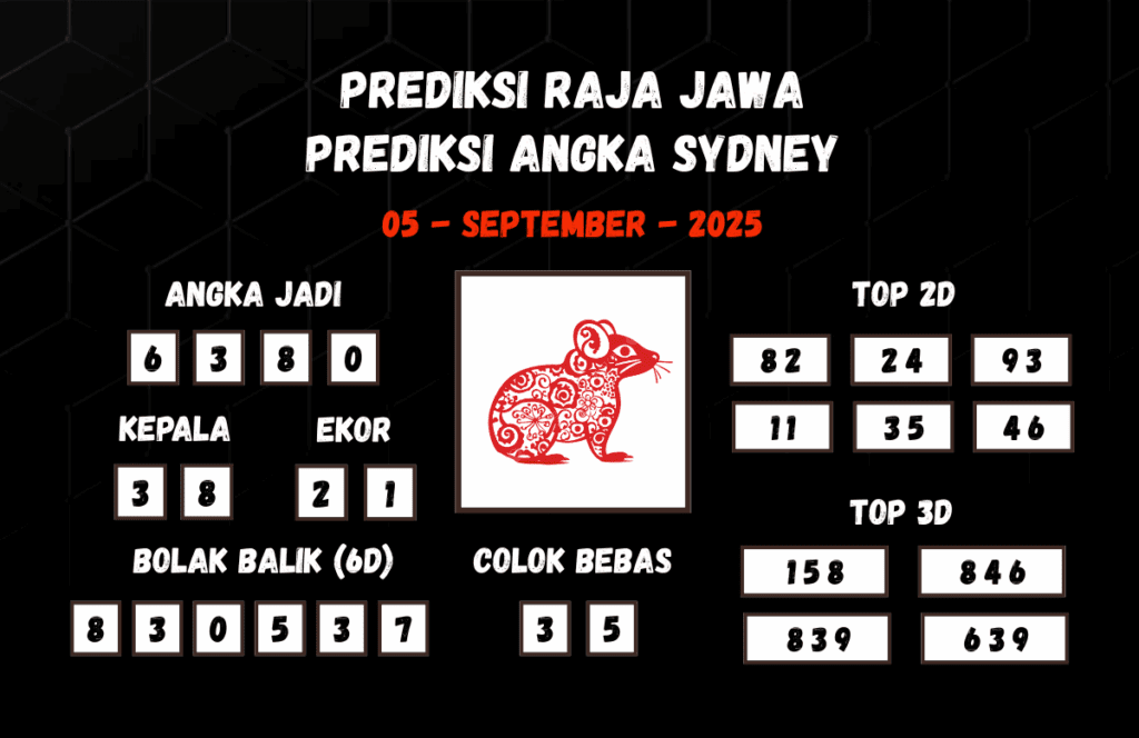 Prediksi Togel Sydney 05 September 2025 Dari Raja Jawa