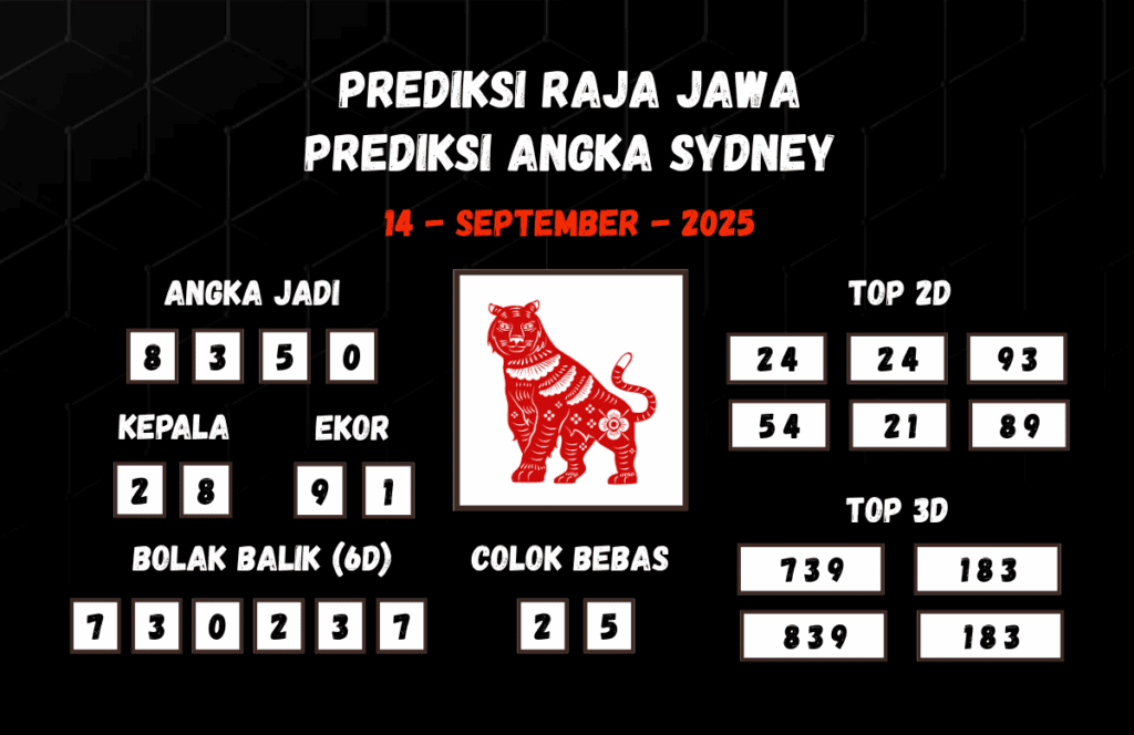 Prediksi Togel Sydney 14 September 2025 Dari Raja Jawa