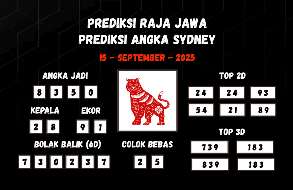 Prediksi Togel Sydney 15 September 2025 Dari Raja Jawa