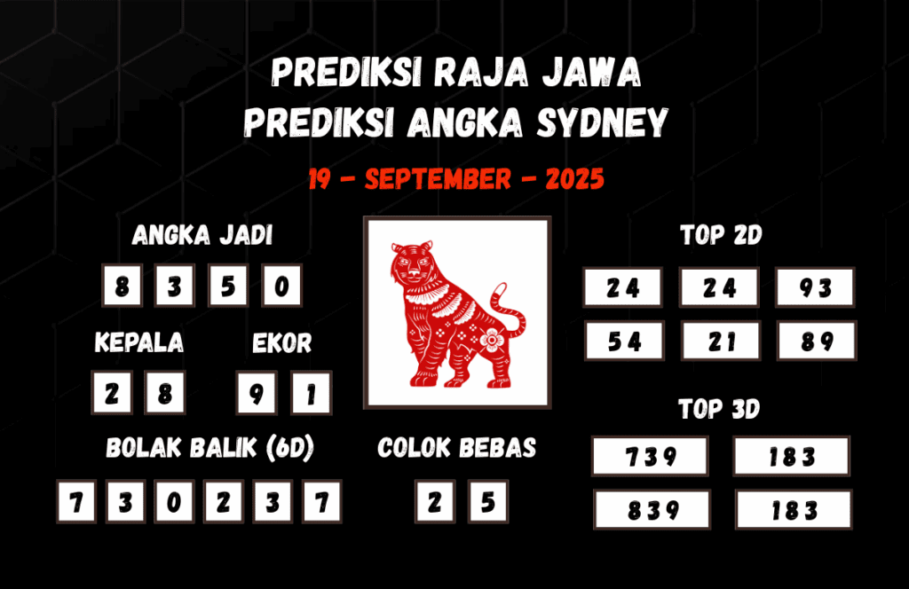 Prediksi Togel Sydney 19 September 2025 Dari Raja Jawa