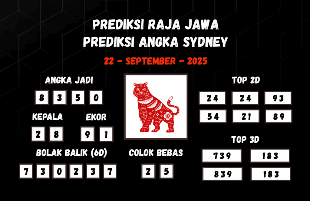Prediksi Togel Sydney 22 September 2025 Dari Raja Jawa