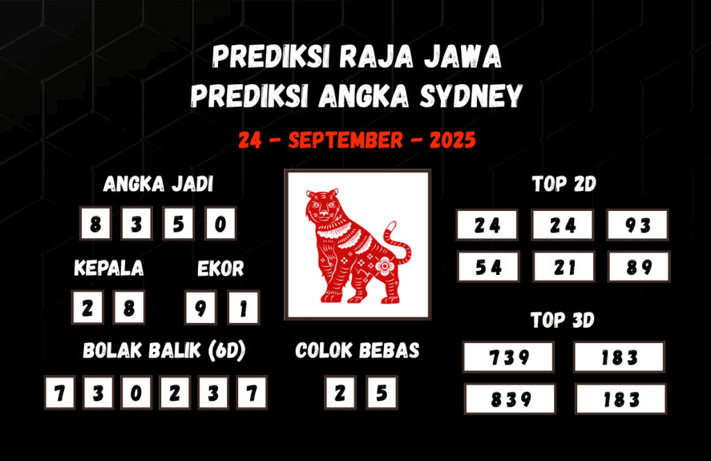 Prediksi Togel Sydney 24 September 2025 Dari Raja Jawa