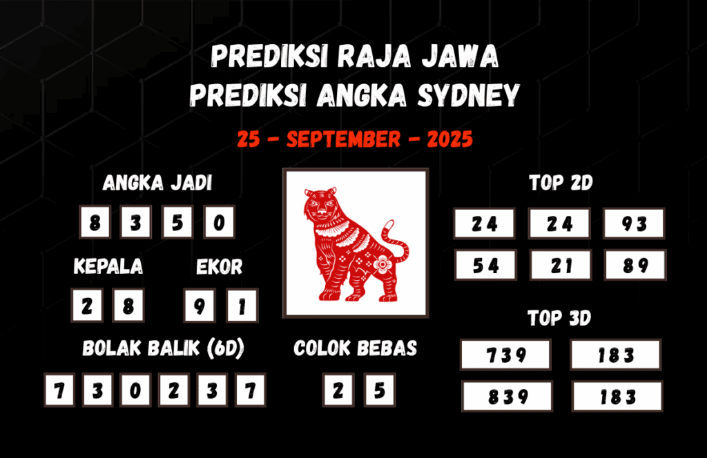 Prediksi Togel Sydney 25 September 2025 Dari Raja Jawa
