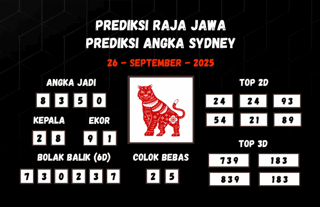 Prediksi Togel Sydney 26 September 2025 Dari Raja Jawa