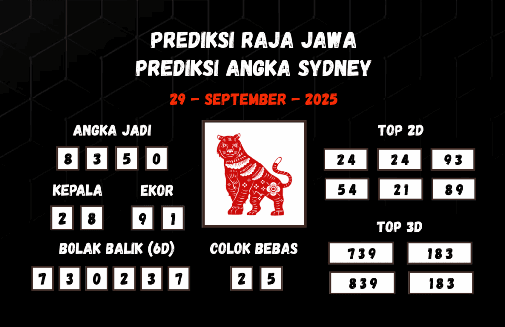 Prediksi Togel Sydney 29 September 2025 Dari Raja Jawa