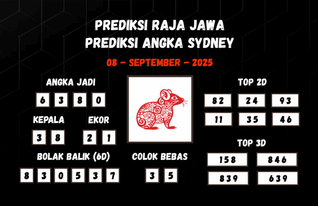 Prediksi Togel Sydney 08 September 2025 Dari Raja Jawa