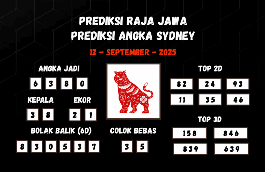 Prediksi Togel Sydney 12 September 2025 Dari Raja Jawa