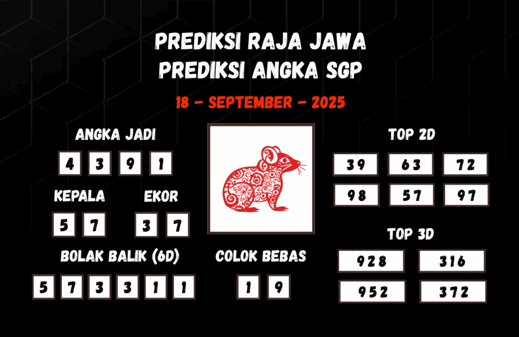 Prediksi Togel SGP 18 September 2025 Dari Raja Jawa