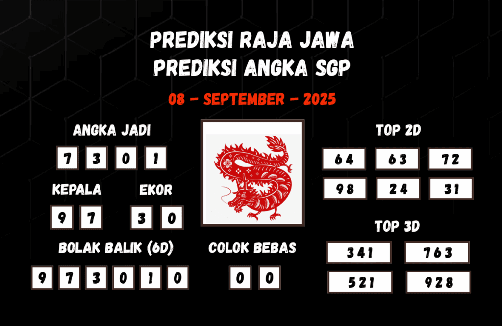 Prediksi Togel SGP 08 September 2025 Dari Raja Jawa