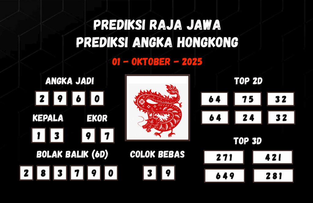Prediksi Togel Hongkong 01 Oktober 2025 Dari Raja Jawa