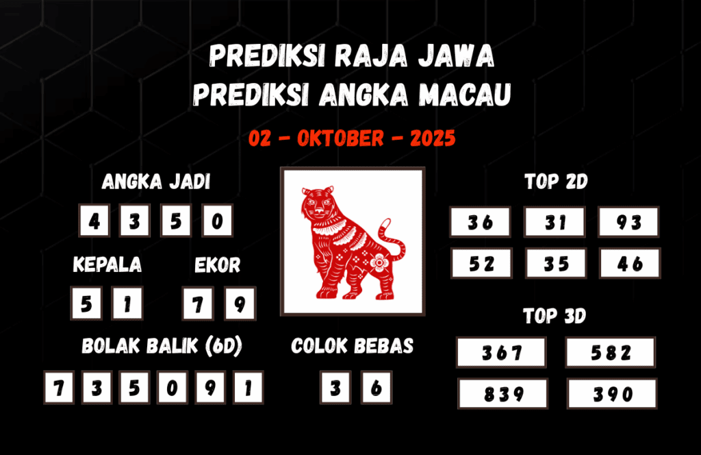Prediksi Togel Macau 02 Oktober 2025 Dari Raja Jawa