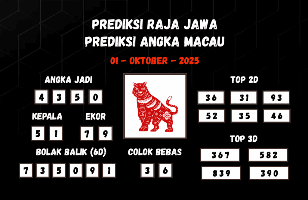 Prediksi Togel Macau 01 Oktober 2025 Dari Raja Jawa