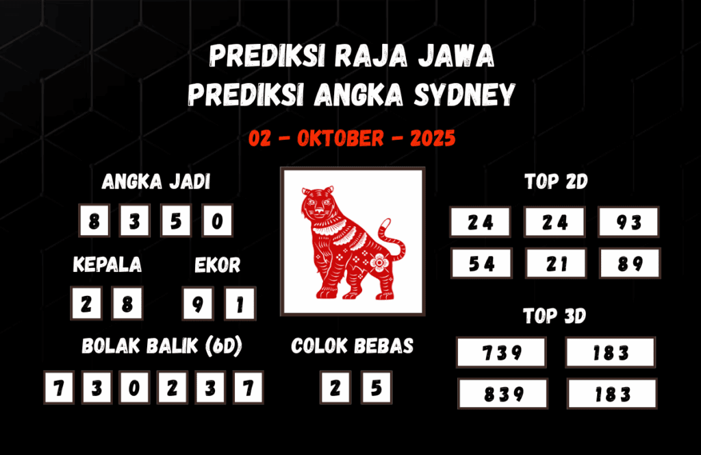 Prediksi Togel Sydney 02 Oktober 2025 Dari Raja Jawa