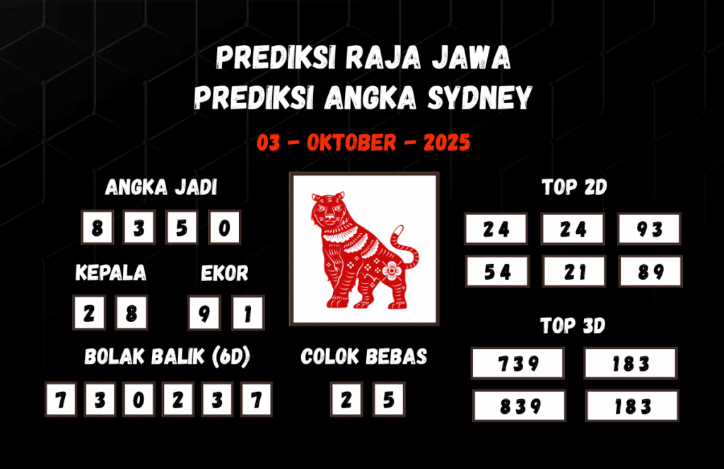 Prediksi Togel Sydney 03 Oktober 2025 Dari Raja Jawa