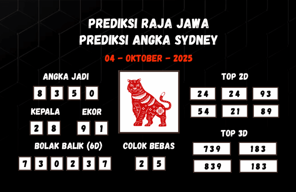 Prediksi Togel Sydney 04 Oktober 2025 Dari Raja Jawa